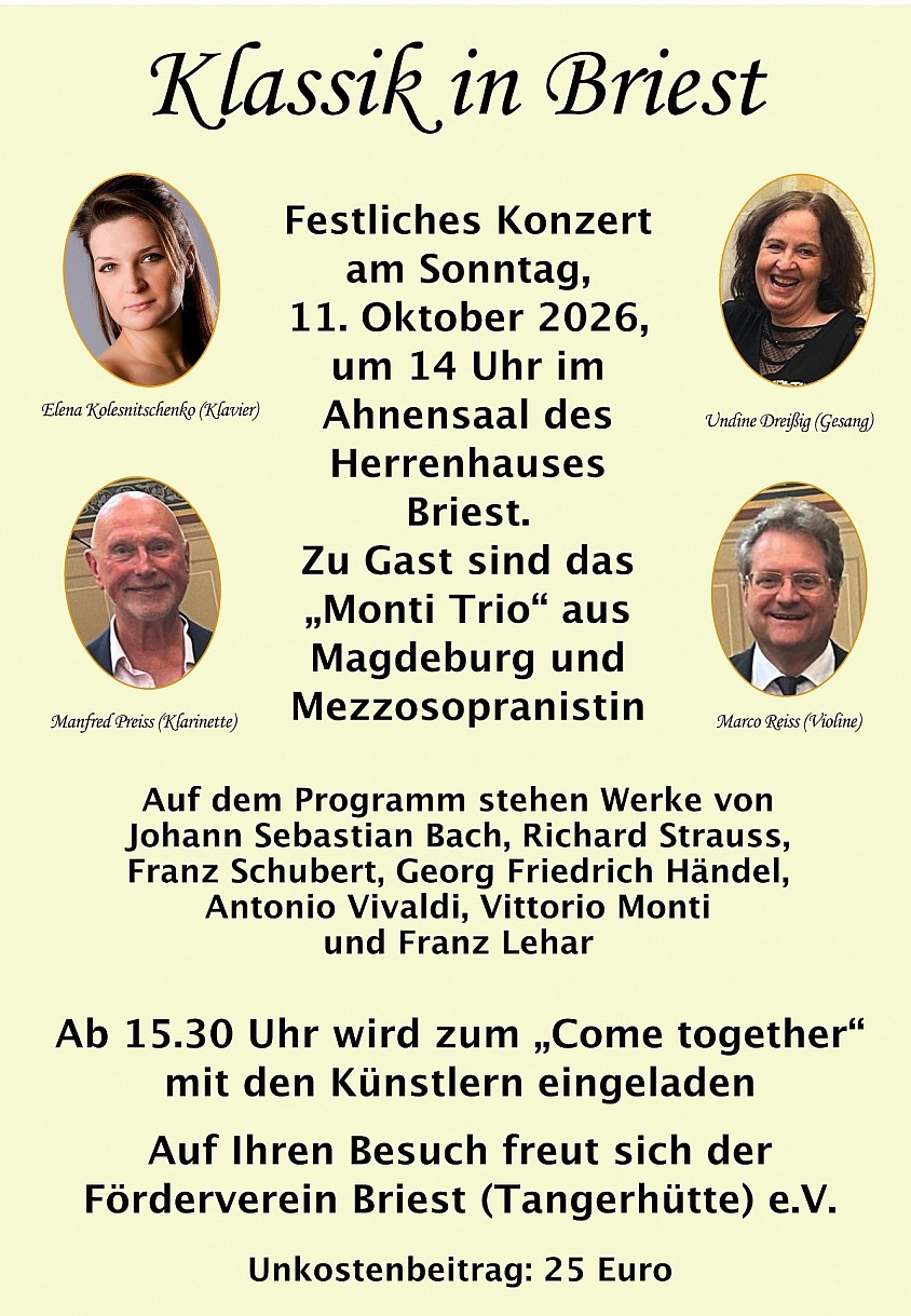 Konzert in Briest am 11. Oktober 2026